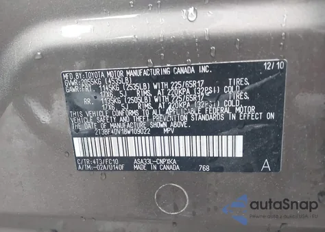 2011 Toyota Rav4 из США, поврежденный, VIN 2T3BF4DV1BW109022